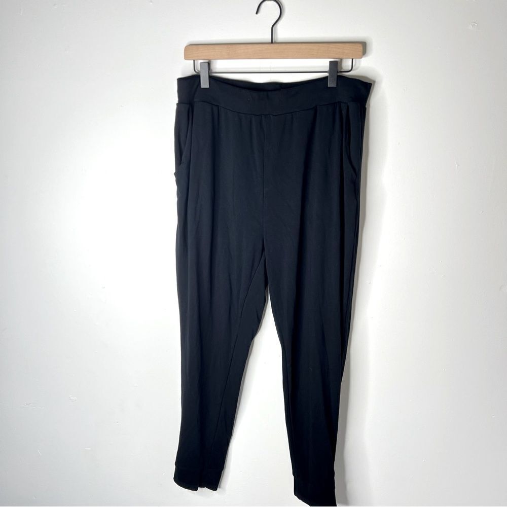 Cozy Earth Bamboo Rib Knit Black Lounge Joggers Womens XL Stretch Pull On Pocket